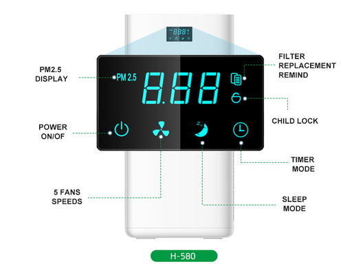 Purificateur d'air debout au sol électrique européen Filtre UV LED HEPA Ménage